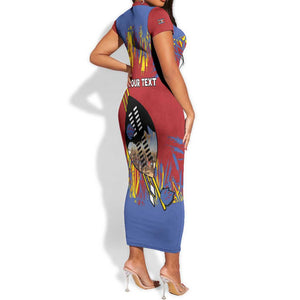 Personalized Umhlanga Reed Dance Short Sleeve Bodycon Dress Eswatini Heritage - African Pride