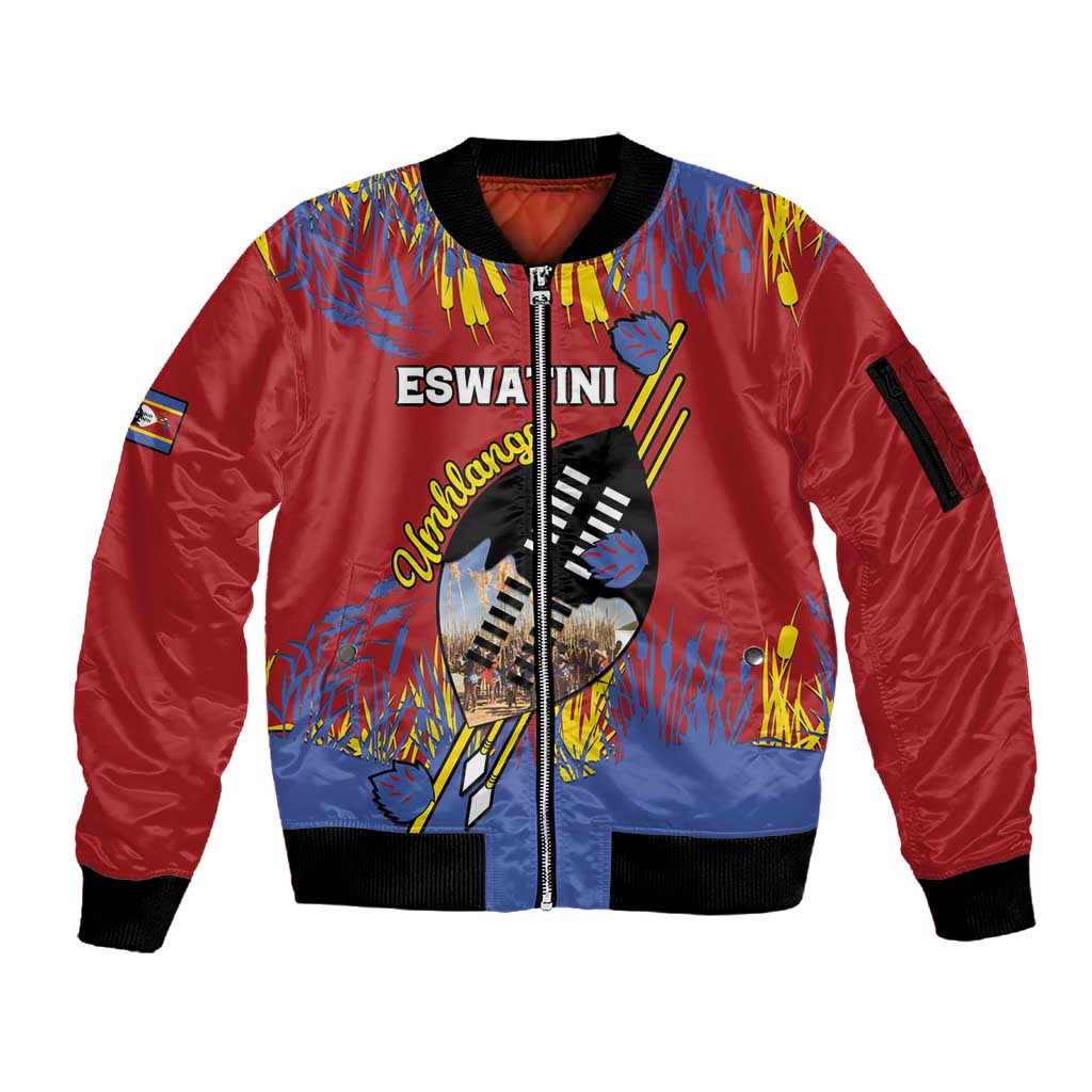 Personalized Umhlanga Reed Dance Sleeve Zip Bomber Jacket Eswatini Heritage - African Pride