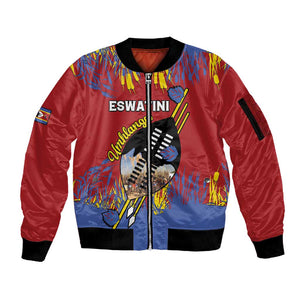 Personalized Umhlanga Reed Dance Sleeve Zip Bomber Jacket Eswatini Heritage - African Pride