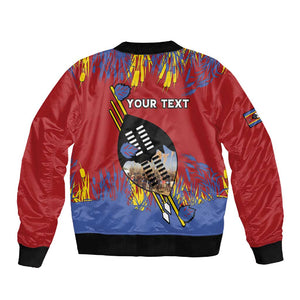 Personalized Umhlanga Reed Dance Sleeve Zip Bomber Jacket Eswatini Heritage - African Pride