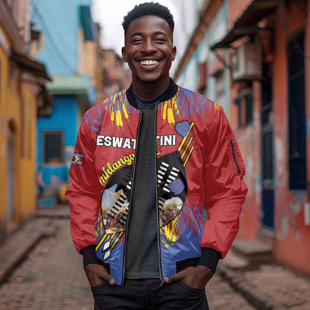Personalized Umhlanga Reed Dance Sleeve Zip Bomber Jacket Eswatini Heritage - African Pride