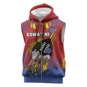 Personalized Umhlanga Reed Dance Sleeveless Zip Hoodie Eswatini Heritage - African Pride