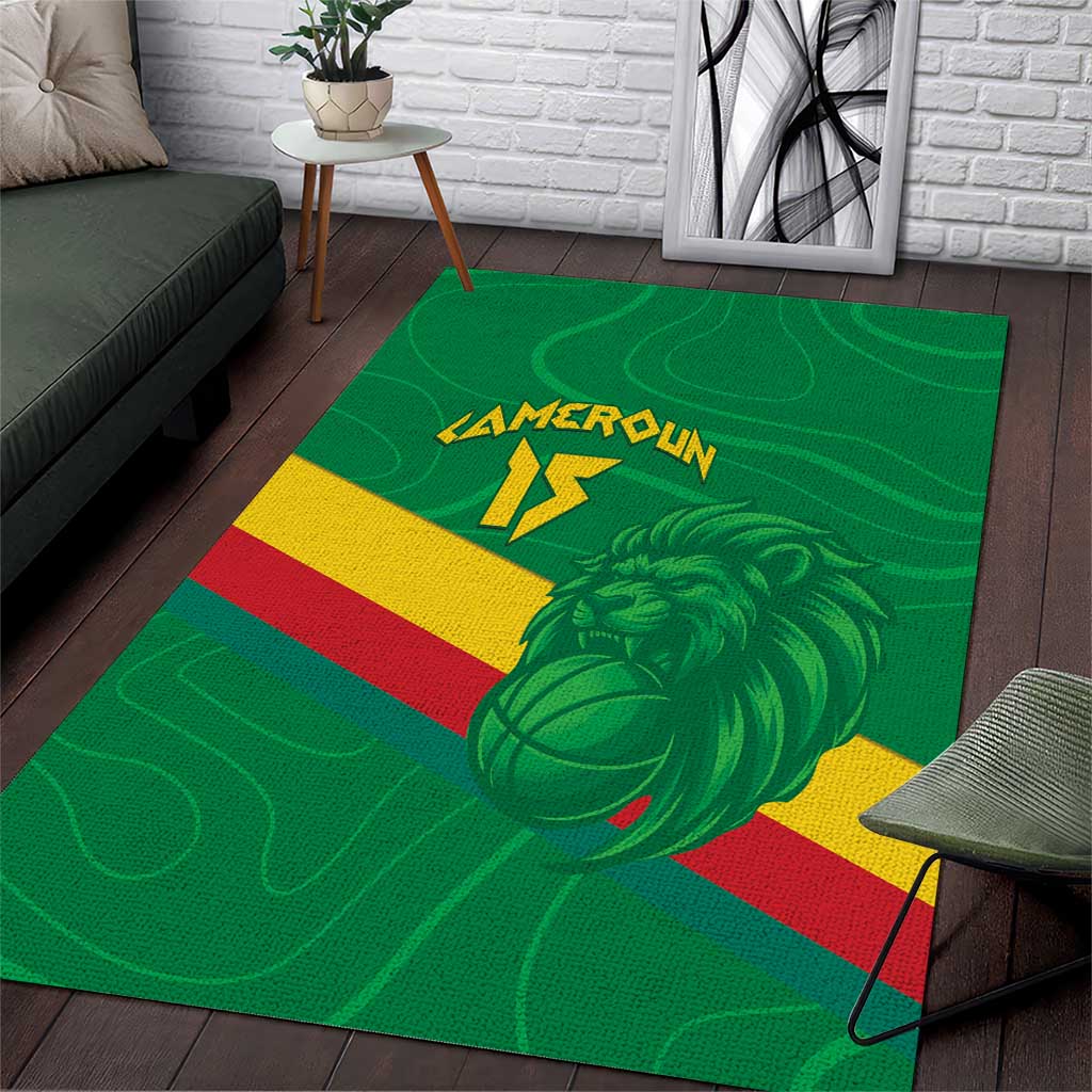 Custom Cameroon Basketball Area Rug Go Indomitable Lions - African Pride