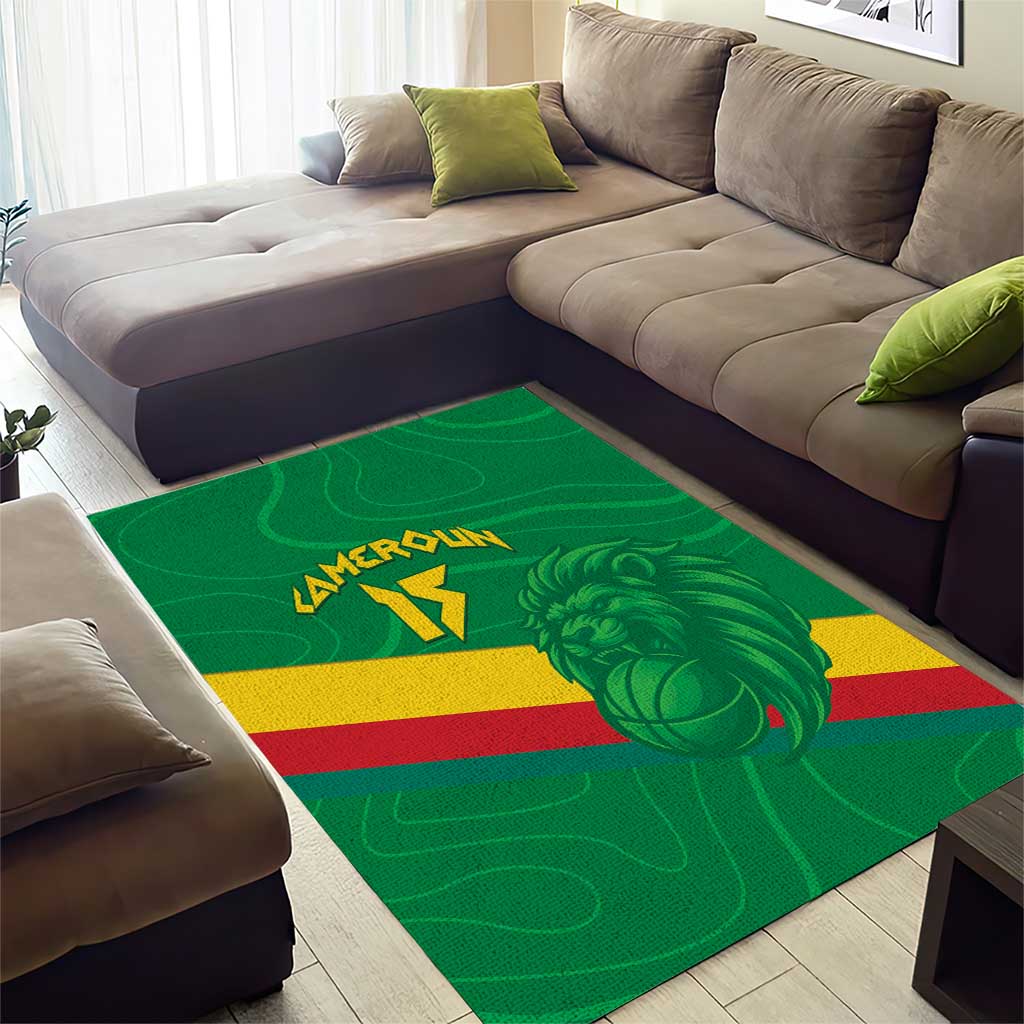 Custom Cameroon Basketball Area Rug Go Indomitable Lions - African Pride