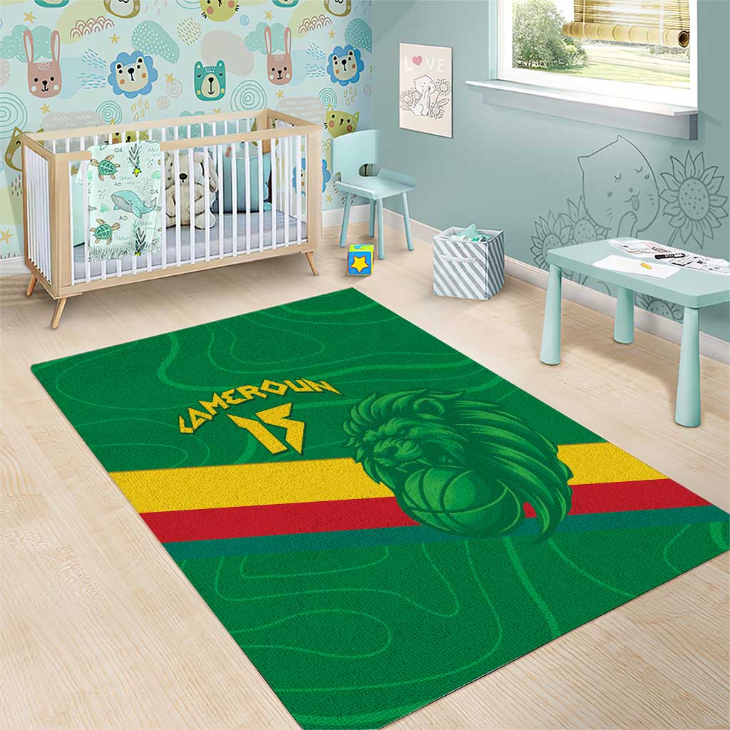Custom Cameroon Basketball Area Rug Go Indomitable Lions - African Pride