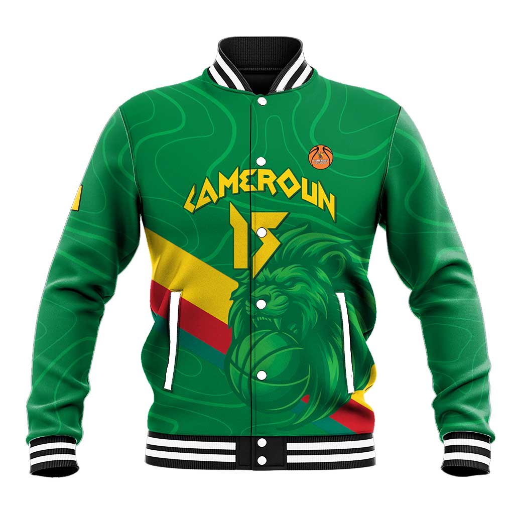 Custom Cameroon Basketball Baseball Jacket Go Indomitable Lions - African Pride