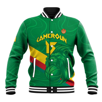 Custom Cameroon Basketball Baseball Jacket Go Indomitable Lions - African Pride