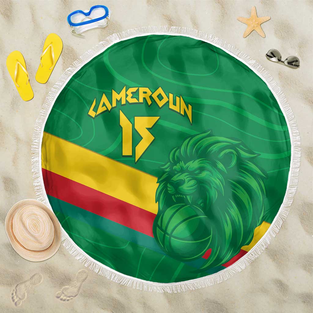 Custom Cameroon Basketball Beach Blanket Go Indomitable Lions - African Pride
