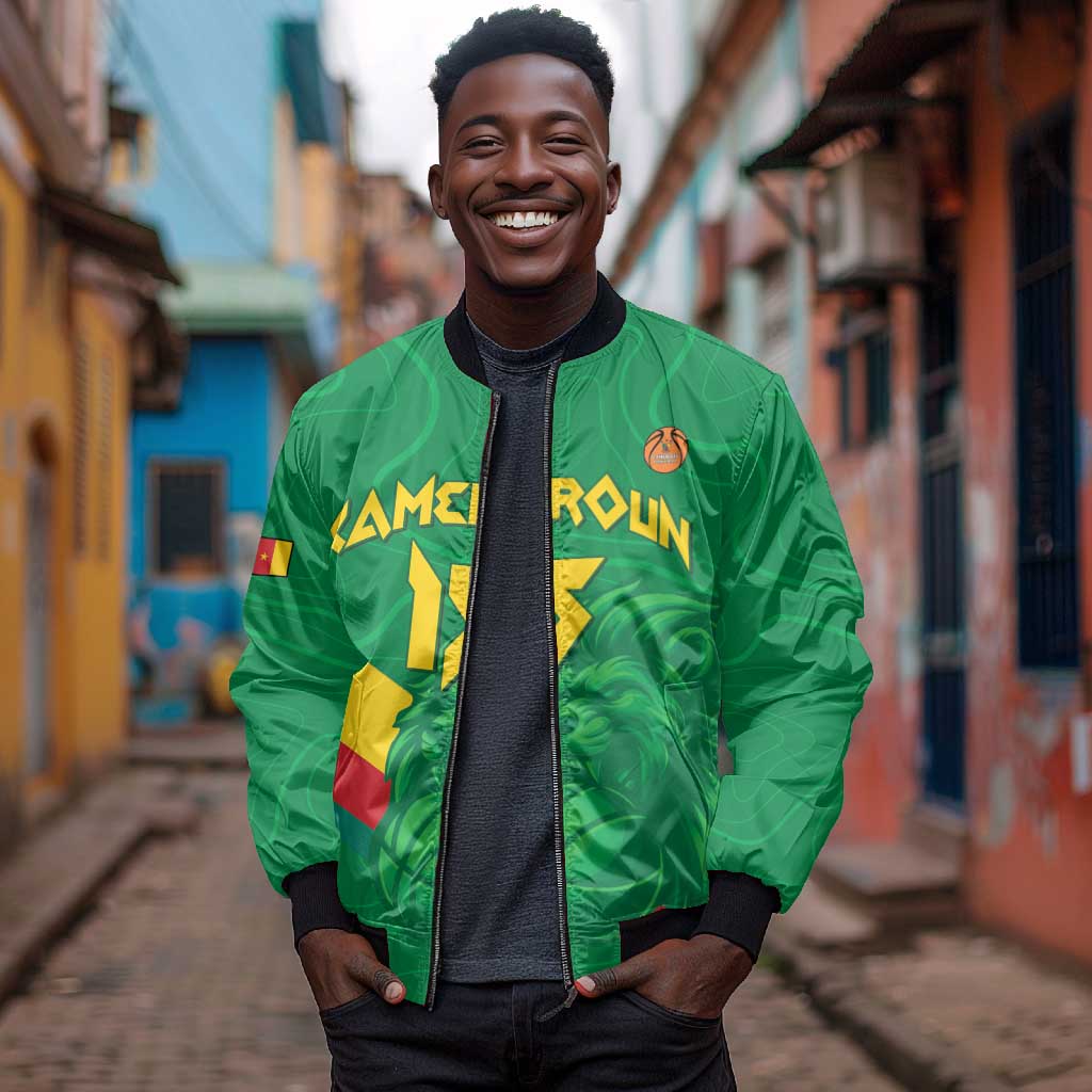 Custom Cameroon Basketball Bomber Jacket Go Indomitable Lions - African Pride