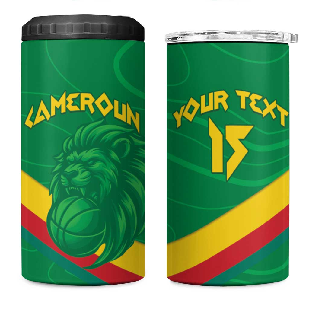 Custom Cameroon Basketball 4 in 1 Can Cooler Tumbler Go Indomitable Lions - African Pride