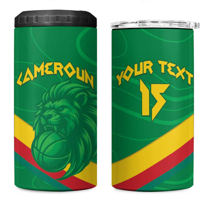 Custom Cameroon Basketball 4 in 1 Can Cooler Tumbler Go Indomitable Lions - African Pride