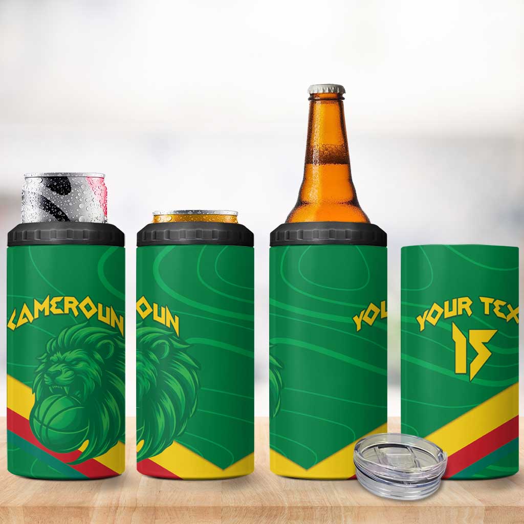 Custom Cameroon Basketball 4 in 1 Can Cooler Tumbler Go Indomitable Lions - African Pride
