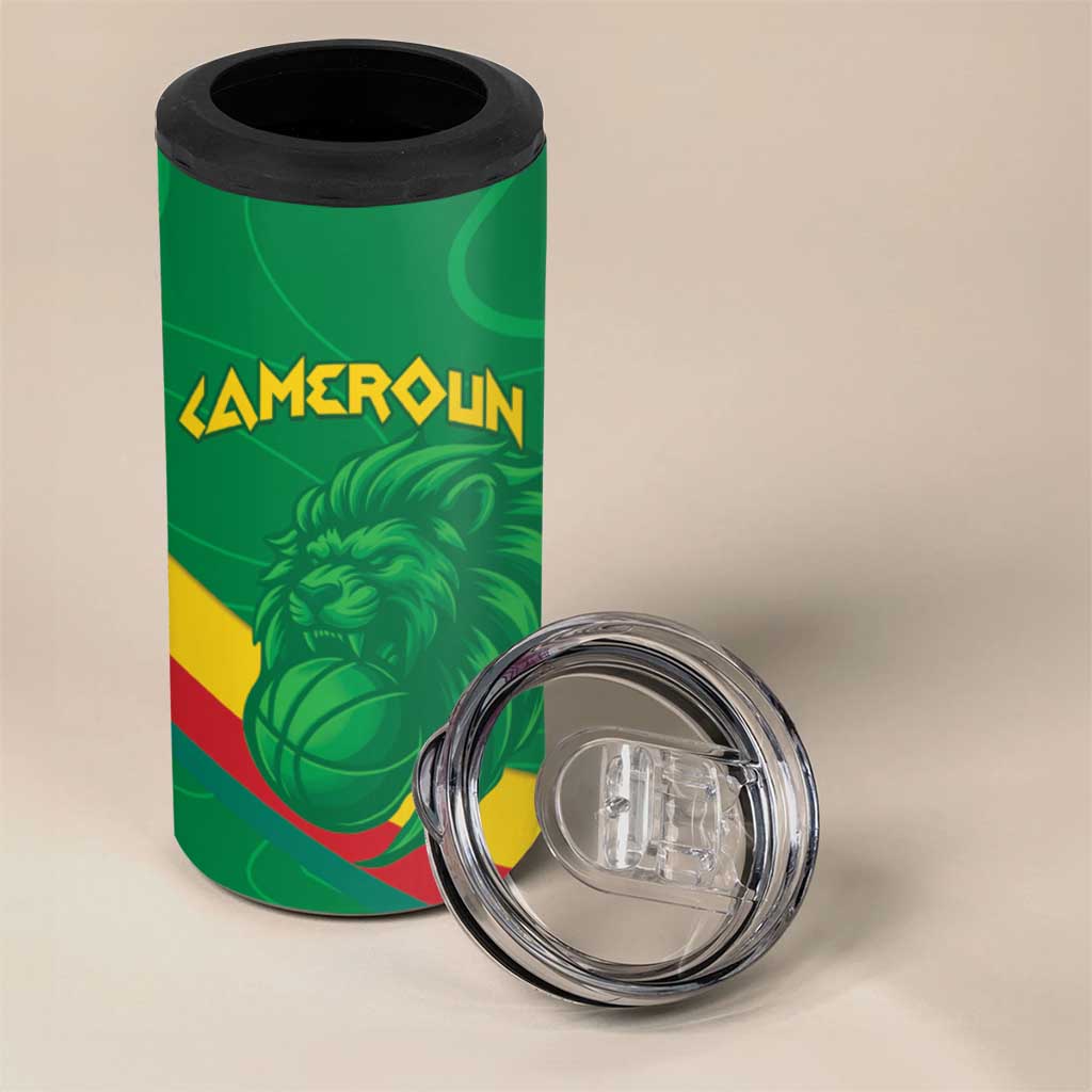 Custom Cameroon Basketball 4 in 1 Can Cooler Tumbler Go Indomitable Lions - African Pride