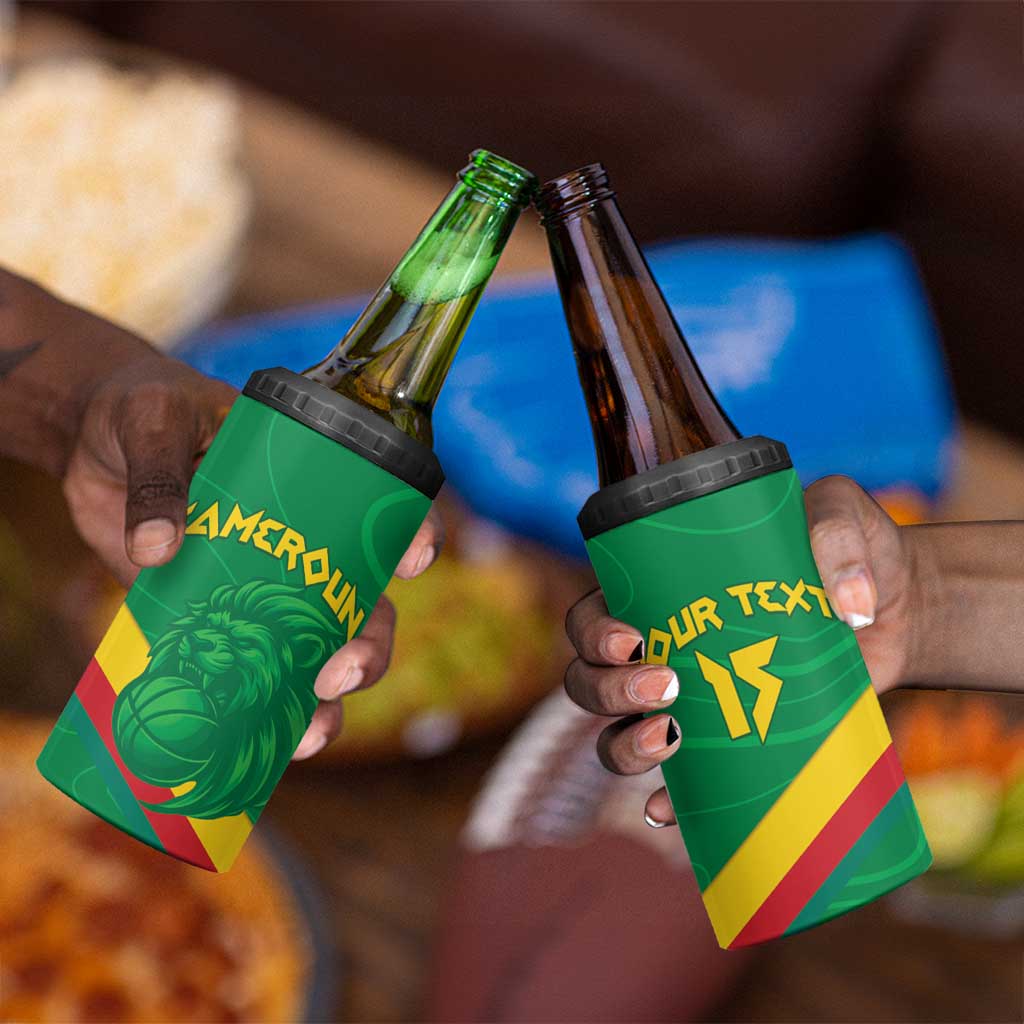 Custom Cameroon Basketball 4 in 1 Can Cooler Tumbler Go Indomitable Lions - African Pride
