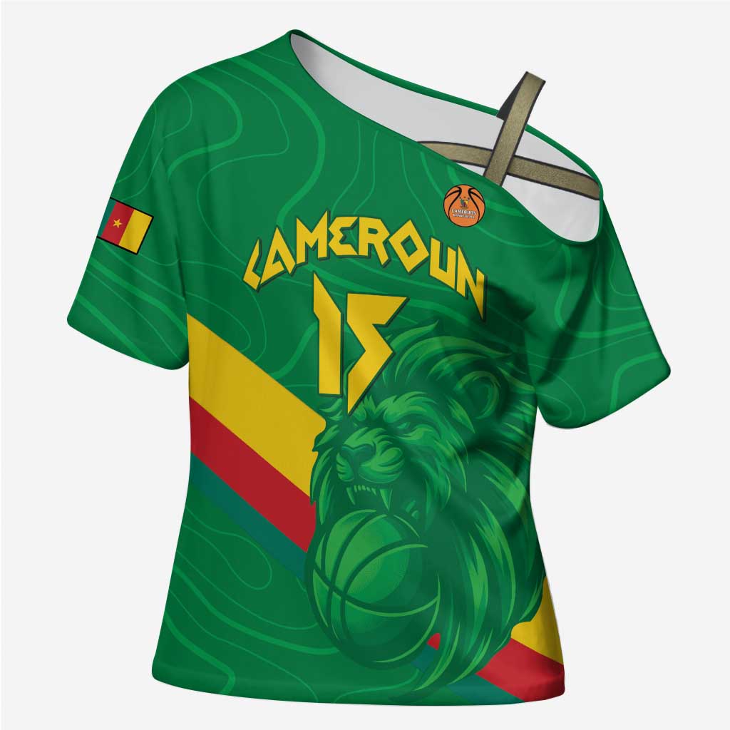 Custom Cameroon Basketball Cross Shoulder Shirt Go Champions Indomitable Lions
