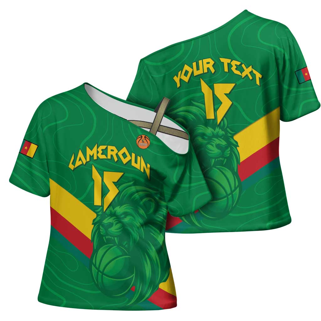 Custom Cameroon Basketball Cross Shoulder Shirt Go Champions Indomitable Lions