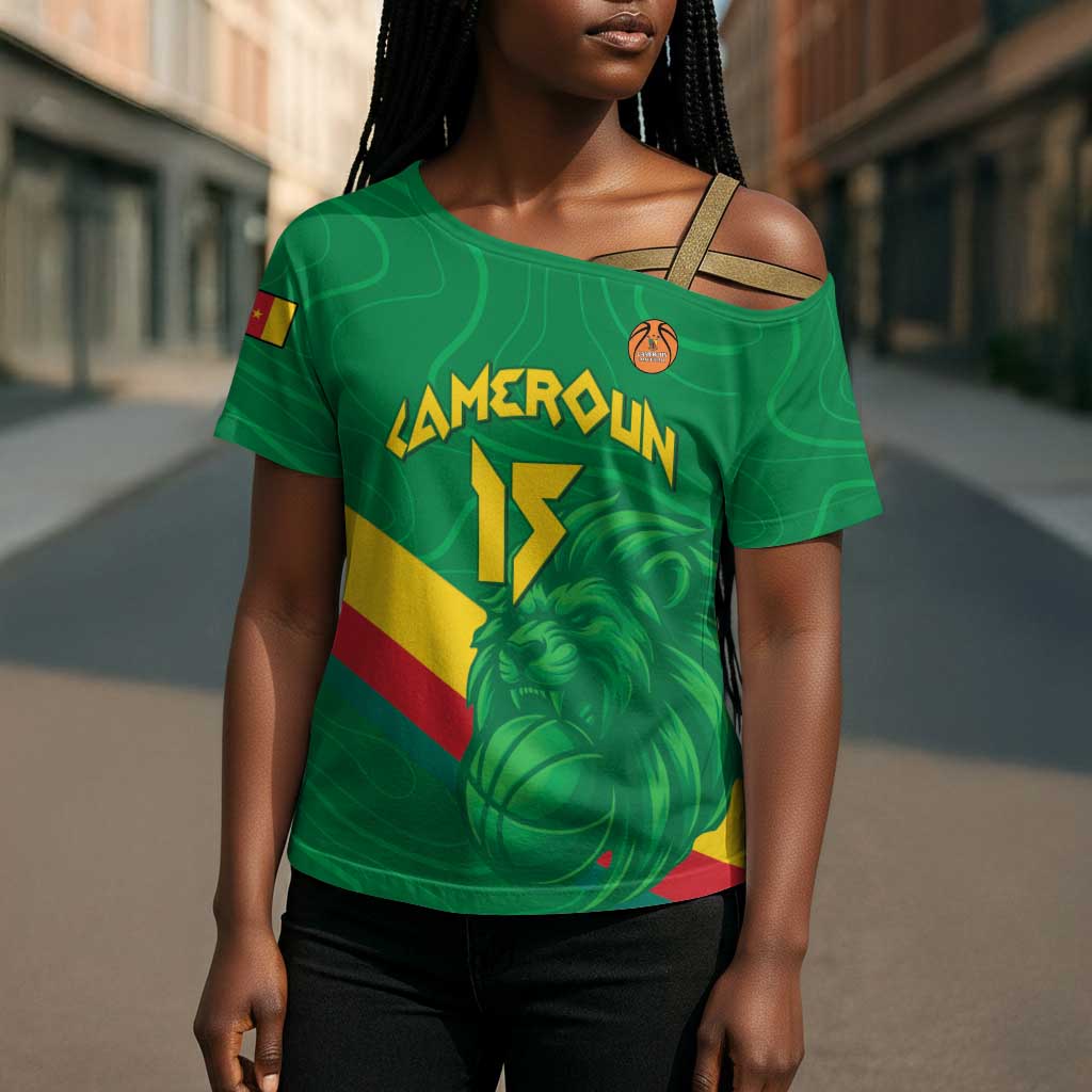 Custom Cameroon Basketball Cross Shoulder Shirt Go Champions Indomitable Lions