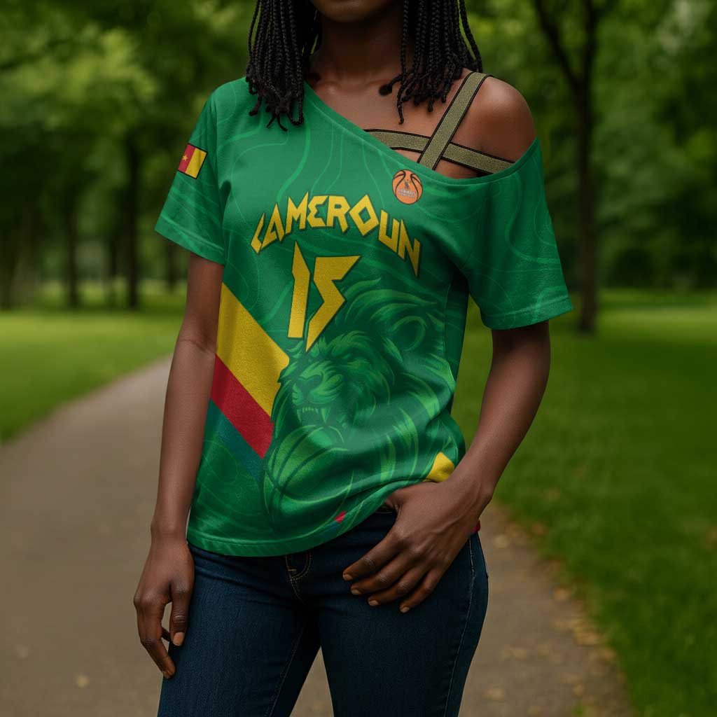 Custom Cameroon Basketball Cross Shoulder Shirt Go Champions Indomitable Lions