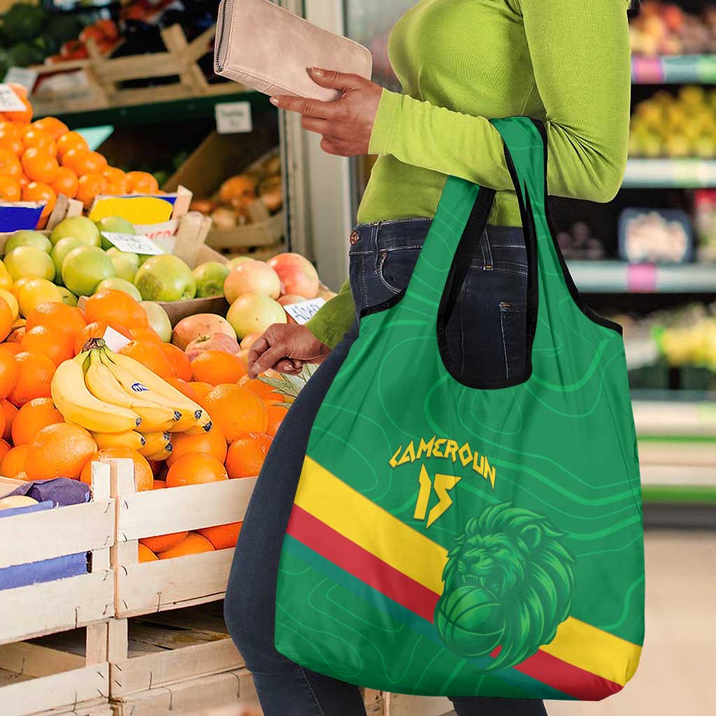 Custom Cameroon Basketball Grocery Bag Go Indomitable Lions - African Pride