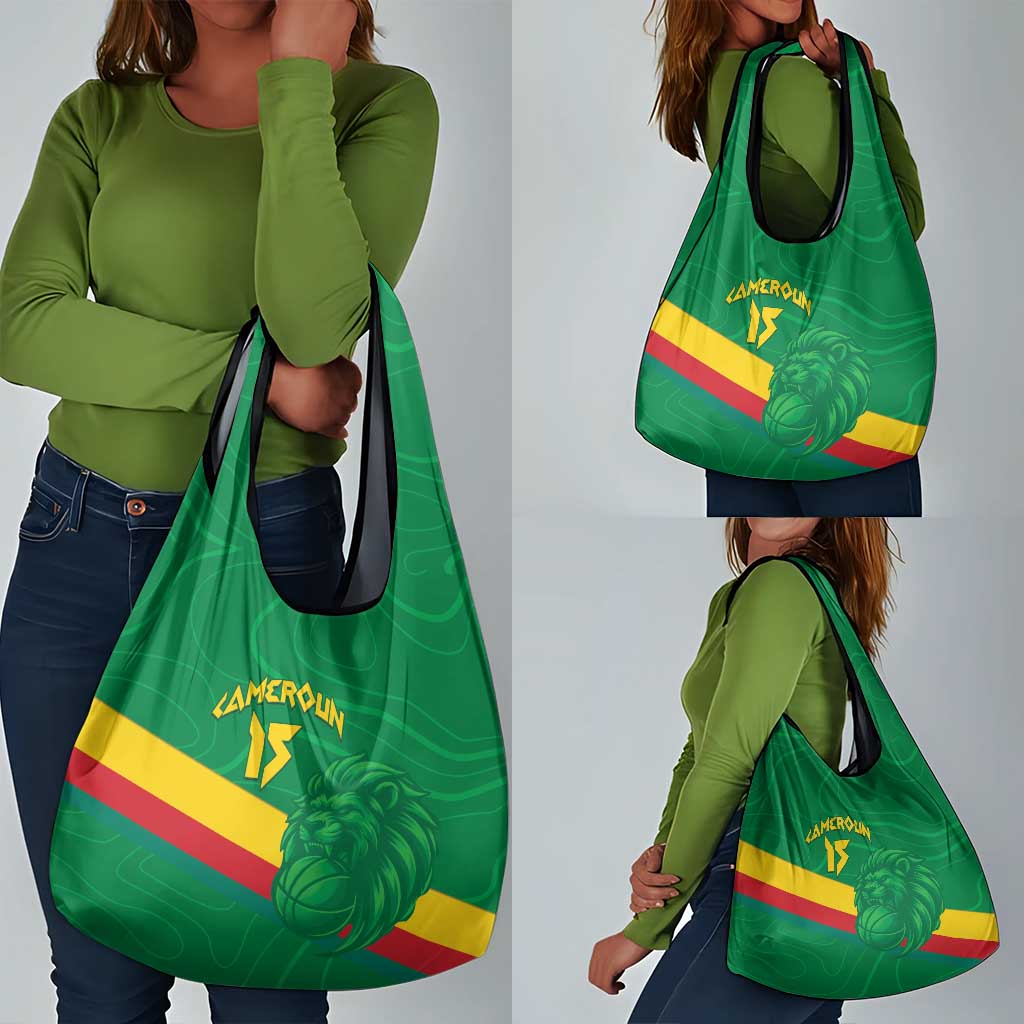 Custom Cameroon Basketball Grocery Bag Go Indomitable Lions - African Pride