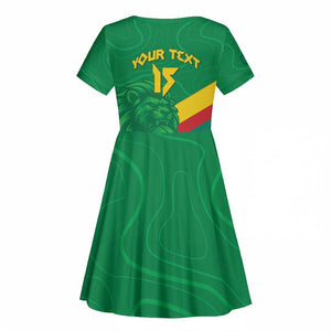 Custom Cameroon Basketball Kid Short Sleeve Dress Go Indomitable Lions - African Pride