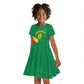 Custom Cameroon Basketball Kid Short Sleeve Dress Go Indomitable Lions - African Pride