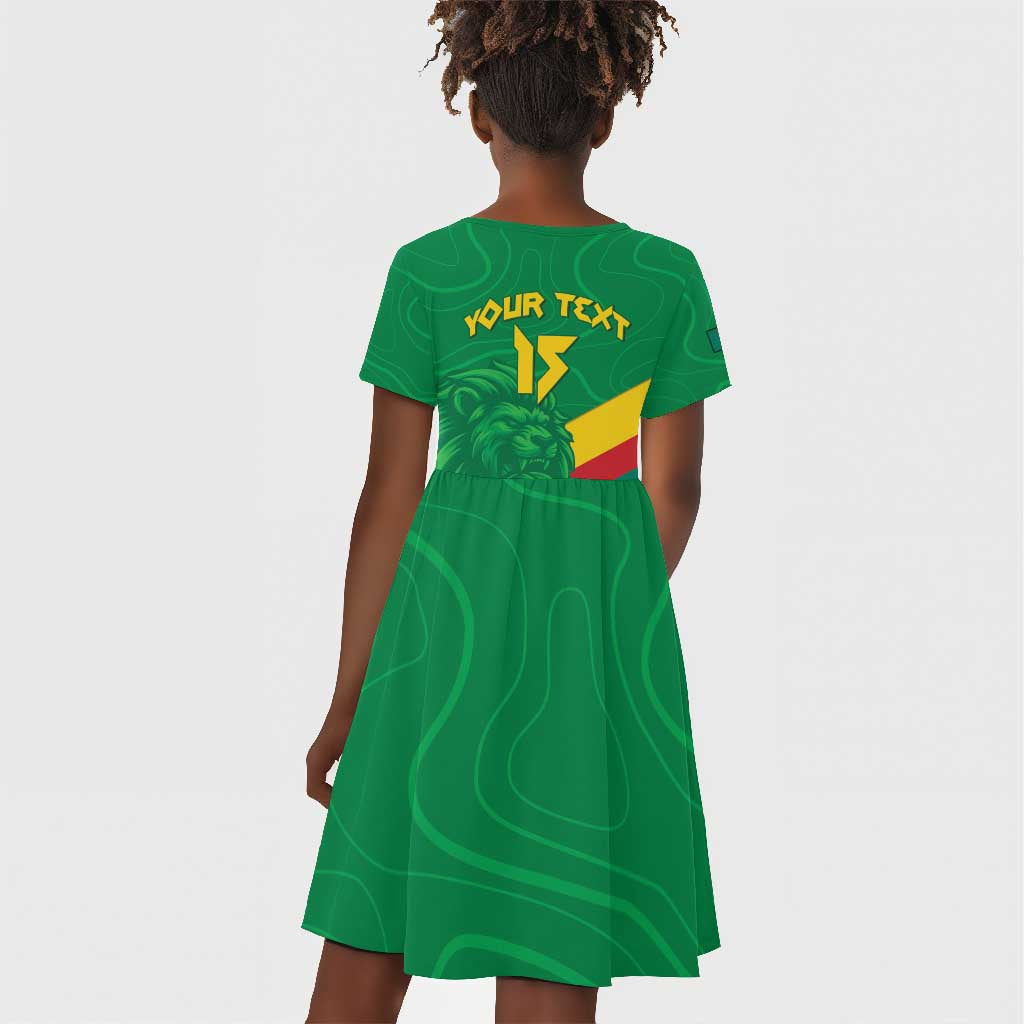 Custom Cameroon Basketball Kid Short Sleeve Dress Go Indomitable Lions - African Pride