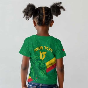 Custom Cameroon Basketball Kid T shirt Go Indomitable Lions - African Pride