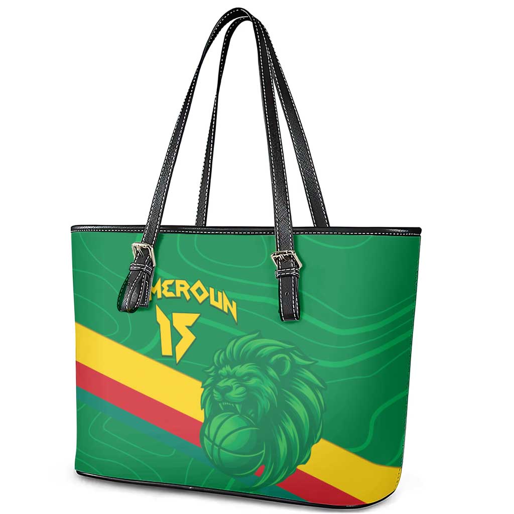 Custom Cameroon Basketball Leather Tote Bag Go Indomitable Lions - African Pride