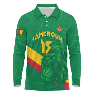 Custom Cameroon Basketball Long Sleeve Polo Shirt Go Indomitable Lions - African Pride