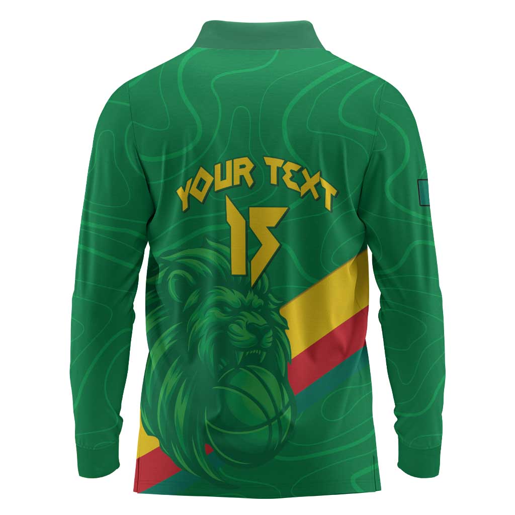 Custom Cameroon Basketball Long Sleeve Polo Shirt Go Indomitable Lions - African Pride