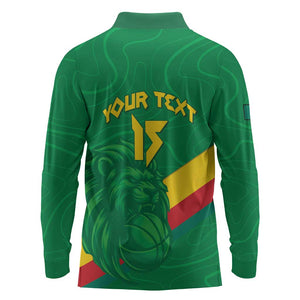 Custom Cameroon Basketball Long Sleeve Polo Shirt Go Indomitable Lions - African Pride