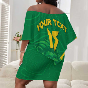 Custom Cameroon Basketball Off Shoulder Short Dress Go Indomitable Lions - African Pride