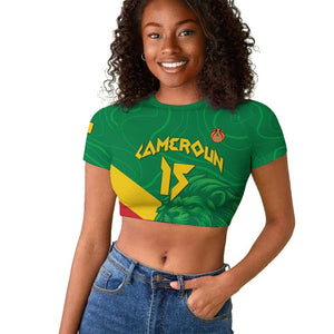 Custom Cameroon Basketball Raglan Cropped T shirt Go Indomitable Lions - African Pride