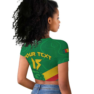 Custom Cameroon Basketball Raglan Cropped T shirt Go Indomitable Lions - African Pride