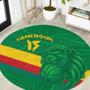 Custom Cameroon Basketball Round Carpet Go Indomitable Lions - African Pride