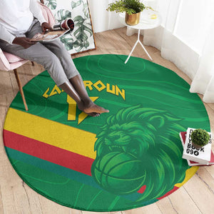 Custom Cameroon Basketball Round Carpet Go Indomitable Lions - African Pride