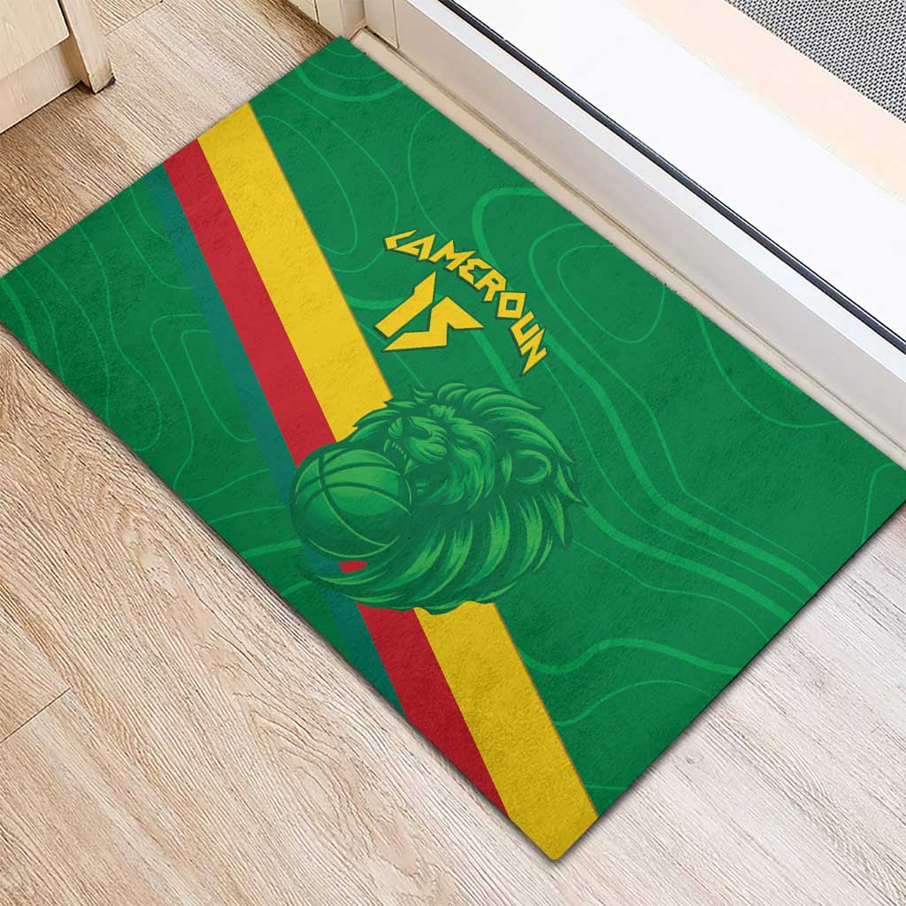 Custom Cameroon Basketball Rubber Doormat Go Indomitable Lions - African Pride