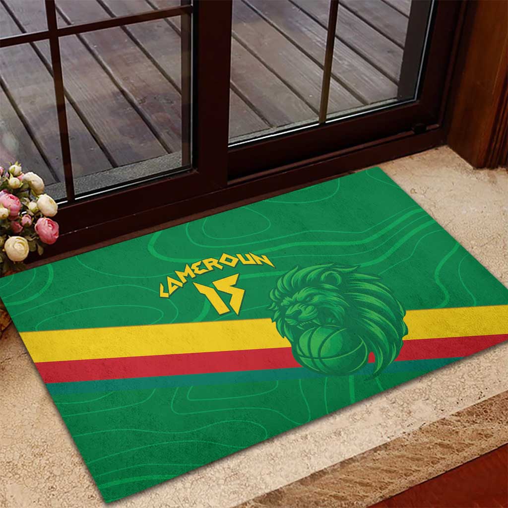 Custom Cameroon Basketball Rubber Doormat Go Indomitable Lions - African Pride
