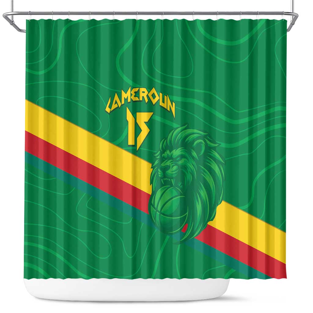 Custom Cameroon Basketball Shower Curtain Go Indomitable Lions - African Pride