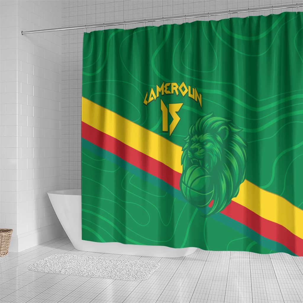 Custom Cameroon Basketball Shower Curtain Go Indomitable Lions - African Pride