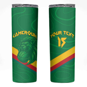 Custom Cameroon Basketball Skinny Tumbler Go Indomitable Lions - African Pride