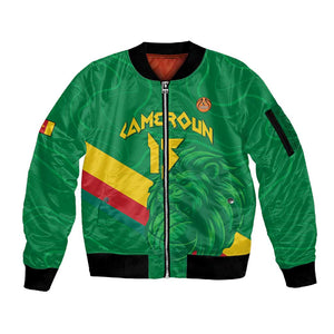 Custom Cameroon Basketball Sleeve Zip Bomber Jacket Go Indomitable Lions - African Pride