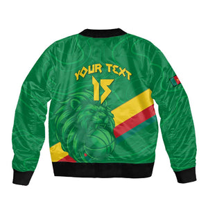 Custom Cameroon Basketball Sleeve Zip Bomber Jacket Go Indomitable Lions - African Pride