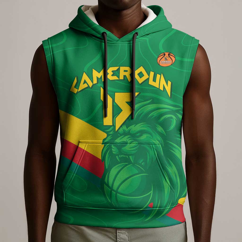 Custom Cameroon Basketball Sleeveless Hoodie Go Indomitable Lions - African Pride
