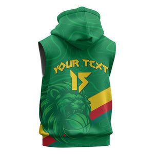 Custom Cameroon Basketball Sleeveless Zip Hoodie Go Indomitable Lions - African Pride