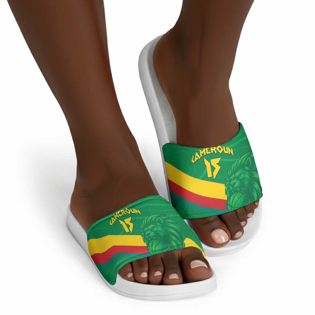 Custom Cameroon Basketball Slide Sandals Go Champions Indomitable Lions
