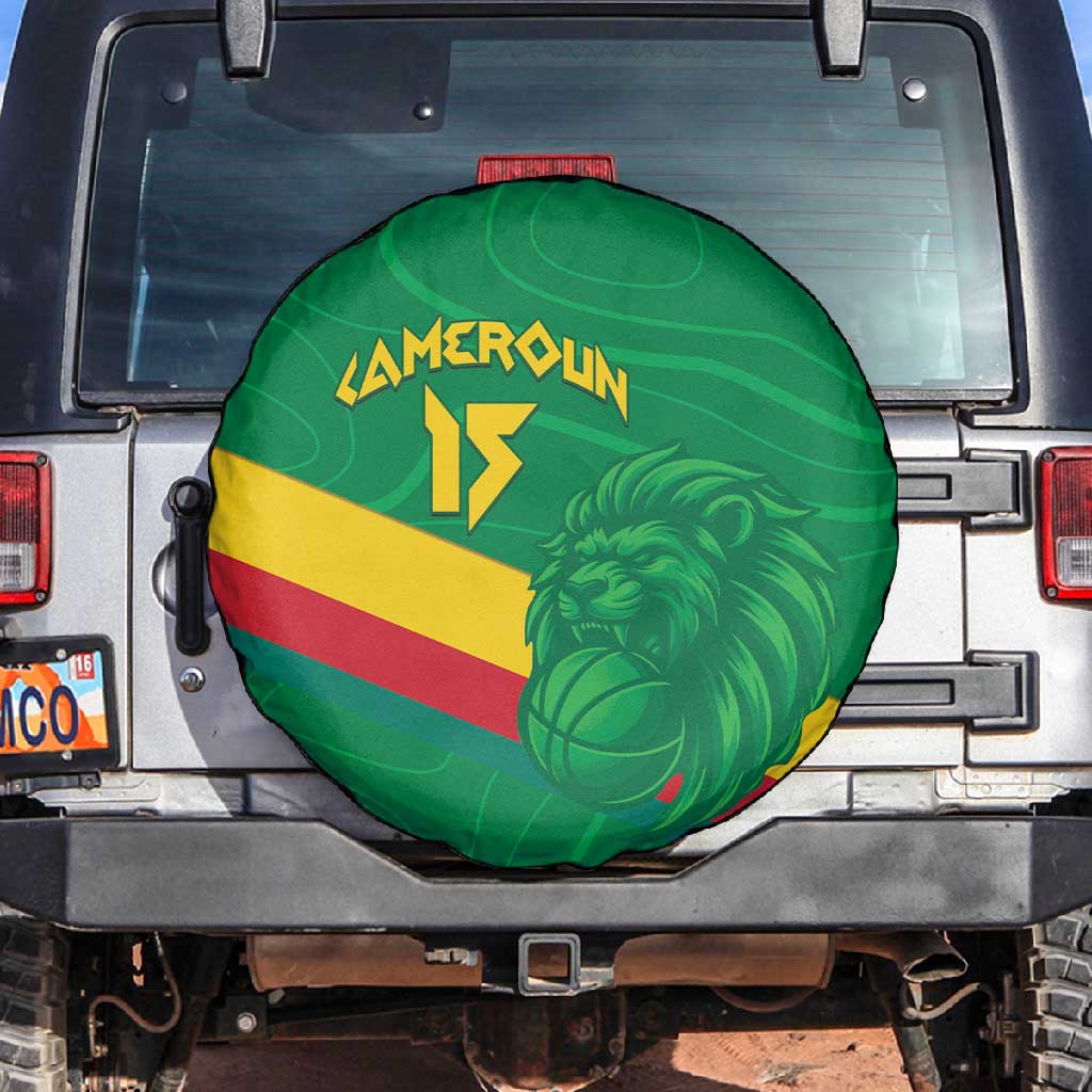 Custom Cameroon Basketball Spare Tire Cover Go Indomitable Lions - African Pride