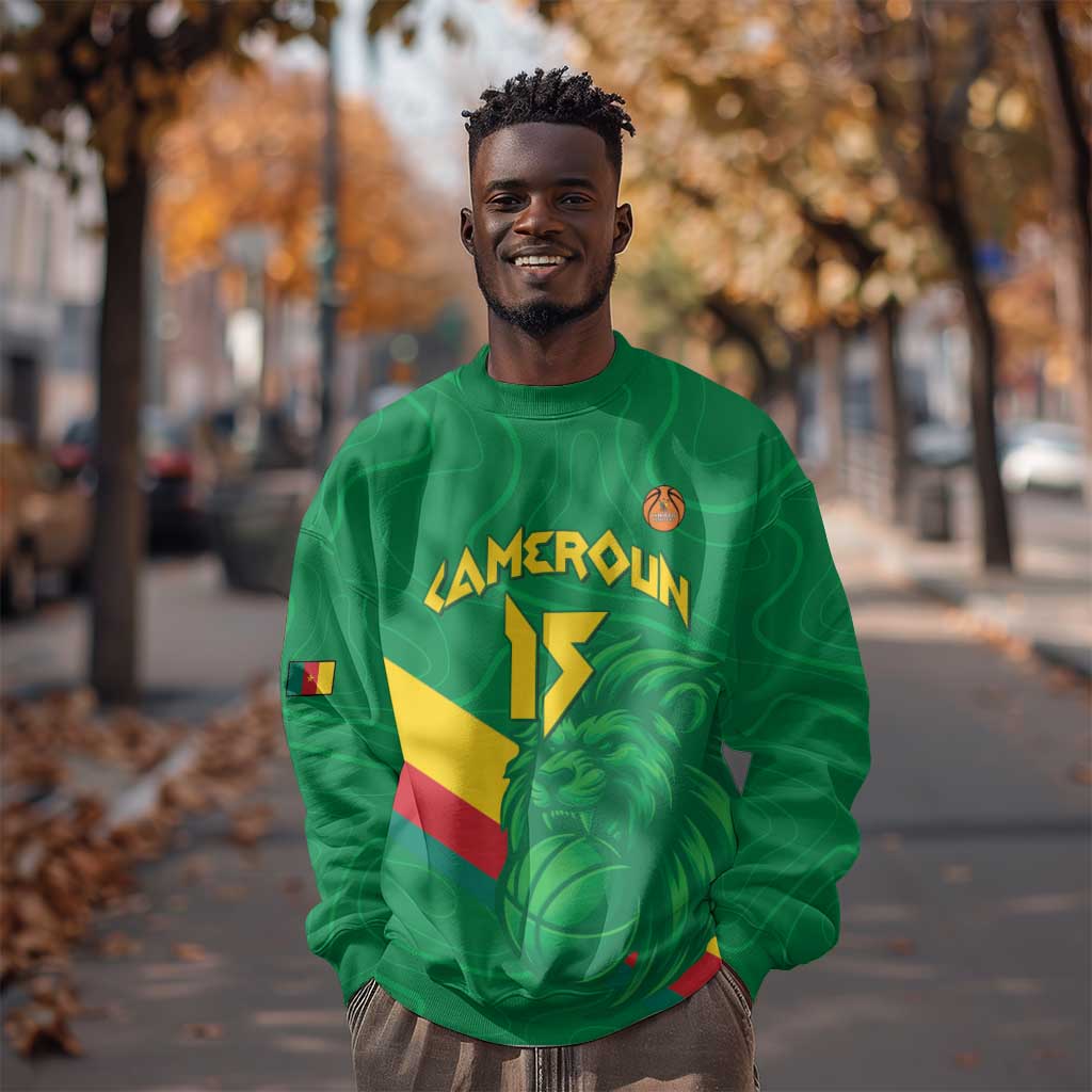 Custom Cameroon Basketball Sweatshirt Go Indomitable Lions - African Pride