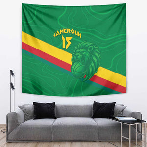 Custom Cameroon Basketball Tapestry Go Indomitable Lions - African Pride